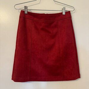 LOFT Red Suede Skirt - small